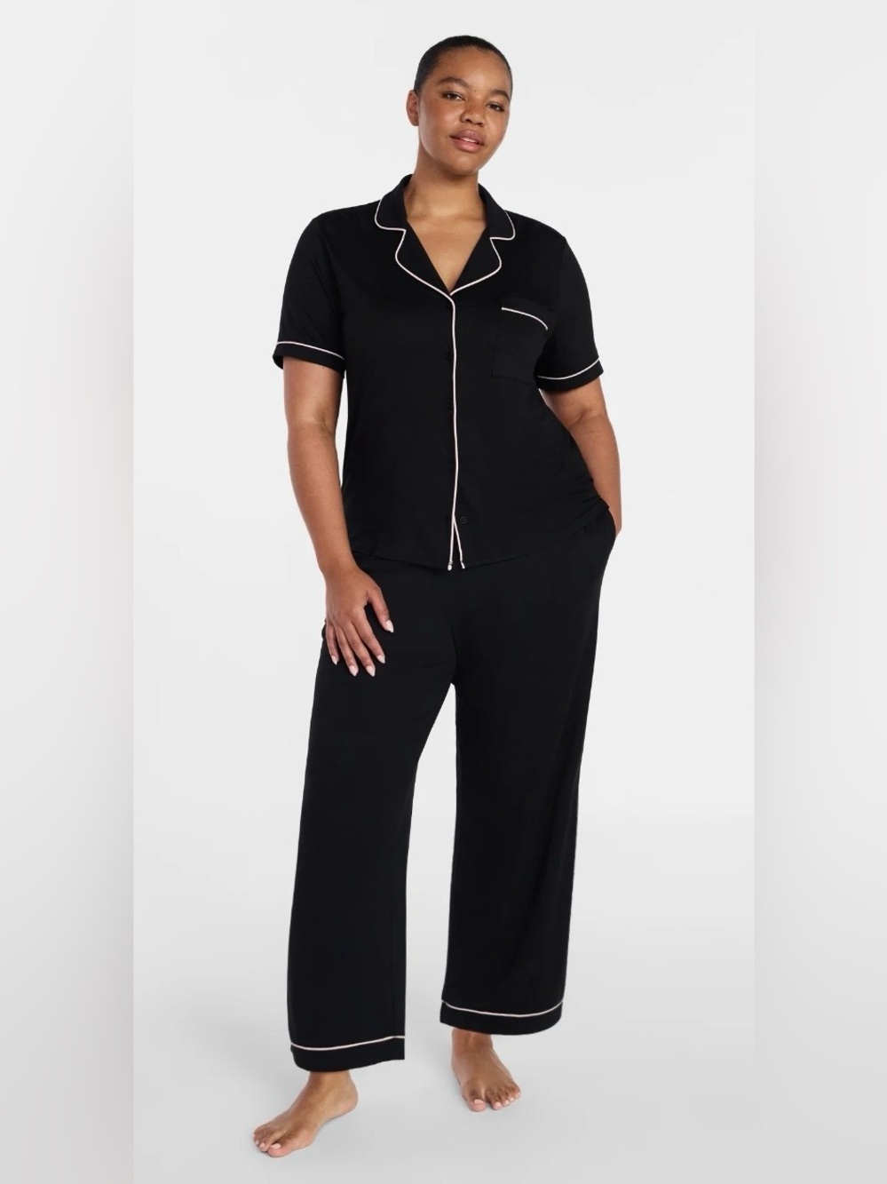 Joyspun Women's Dreamy Soft Notch Collar Top/Capri Pants Pajama Set 3X